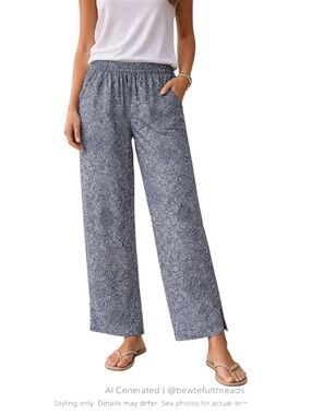 Rip Skirt XXL Casella Midnight Blue Floral Wide Leg Pants